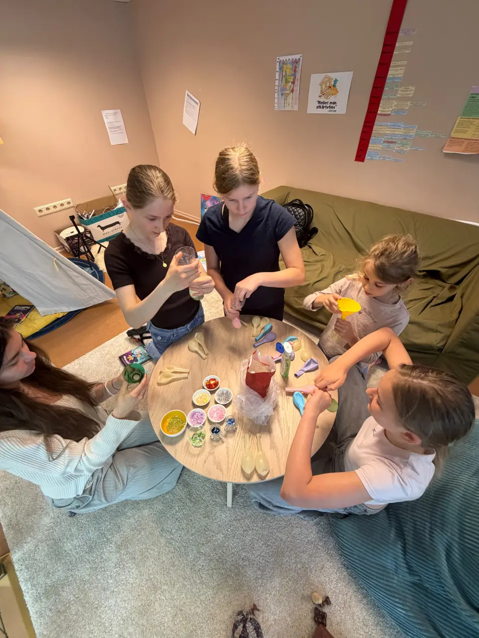 Children collaborating on a shared project